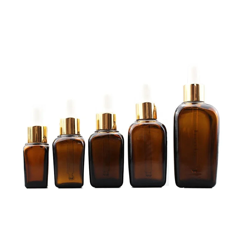 100ML 3.4OZ Amber Square Glass Dropper Bottle