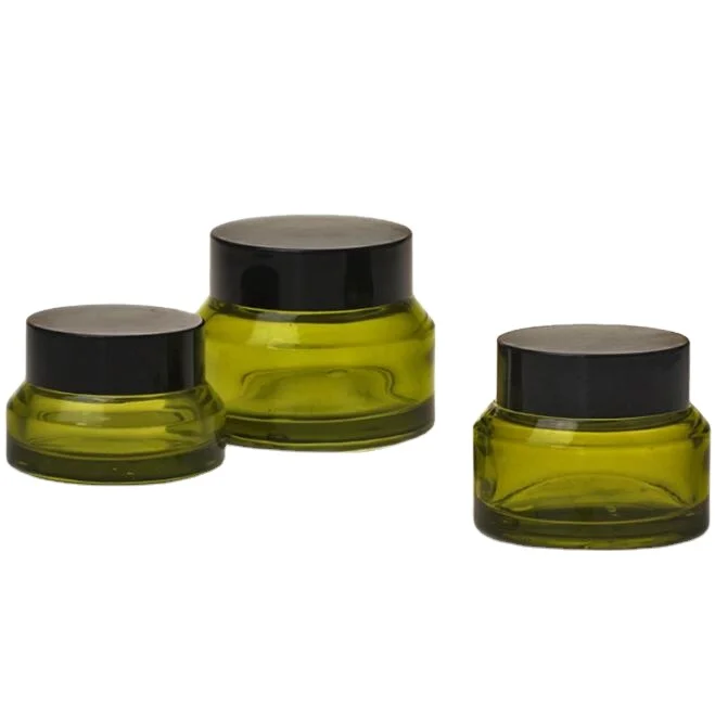 Cosmetic Jars Pot Bottles Case Empty Makeup Face Cream Lip Balm Storage Container Green Refillable Glass Skin Care Cream Black