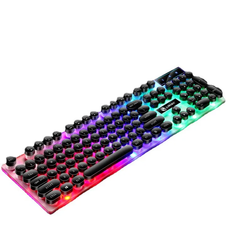 Amazon Hot Selling Retro Punk 104 Keys Wired Keyboard And Mouse Set RGB Gaming Mouse Gaming Keyboard for Windows PC Gamers
