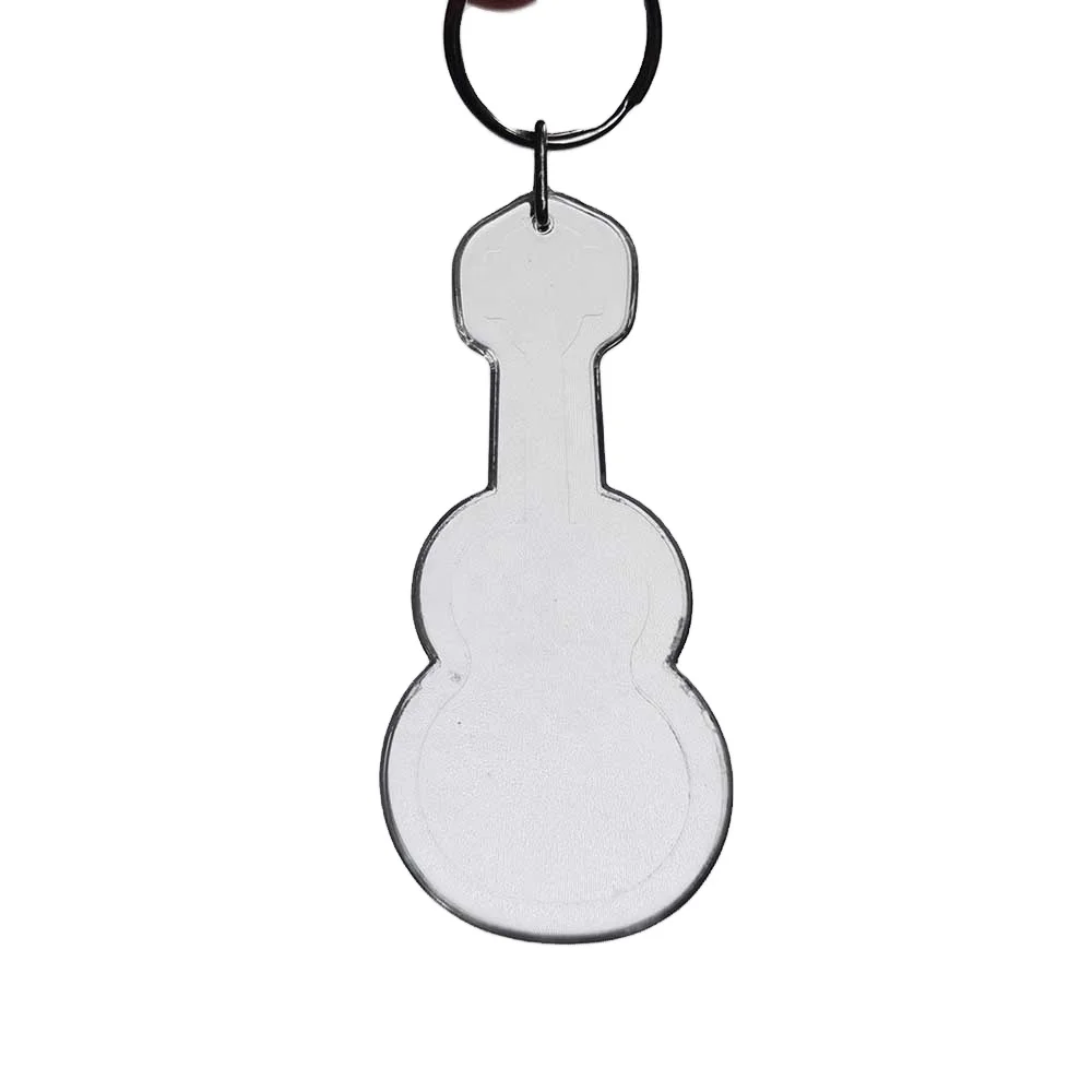 Music Fans Gift Key Pendant 85*40 mm Guitar Shaped Keychain Custom Print on Top Acrylic Plastic Keyrings