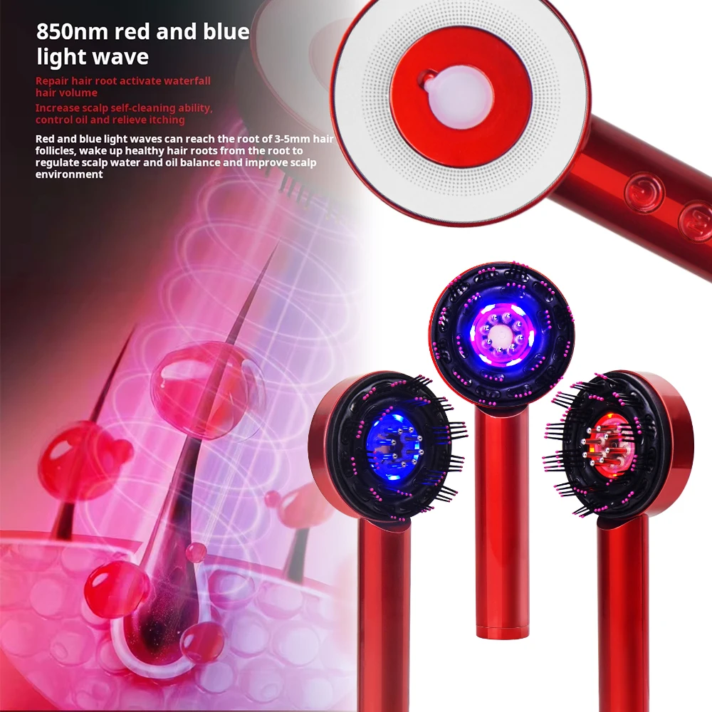 Red Light Hair Scalp Massager Portable Hair Oil Applicator Electric Head Scalp Massage Comb