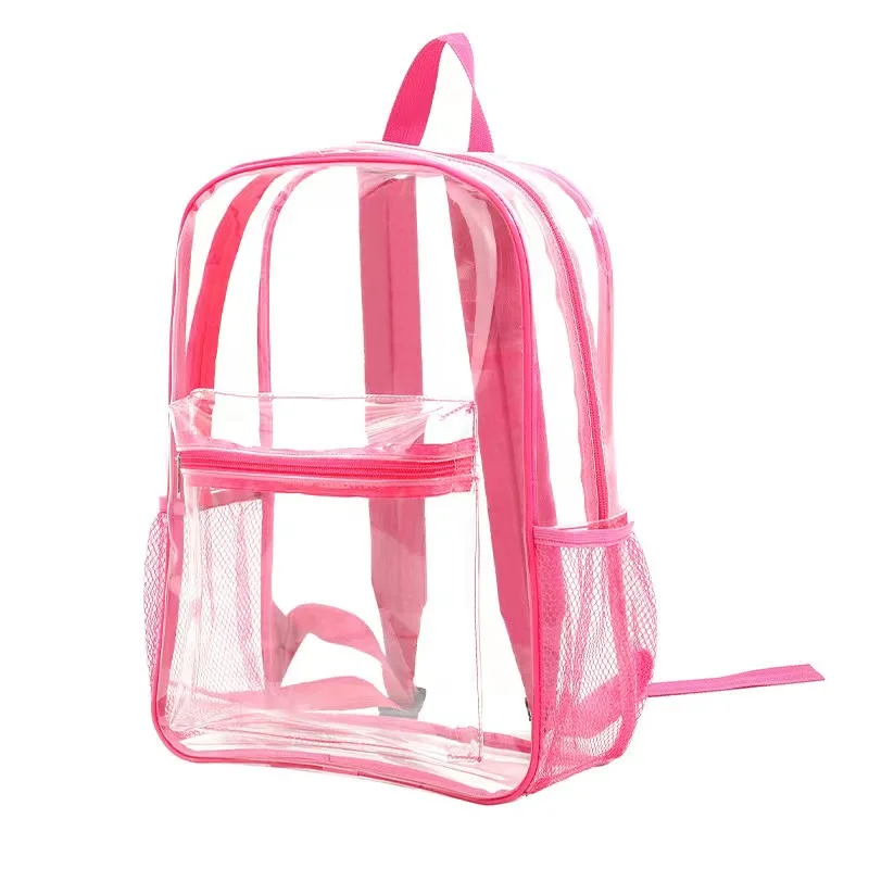 Wholesale Custom Outdoor Waterproof Backpack Pvc Transparent Makeup Beach School Bag Clear Backpack