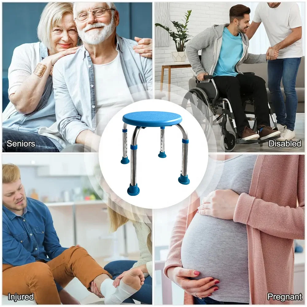 Stainless Steel Collapsible Round Elderly Bath Shower Chair for Senior