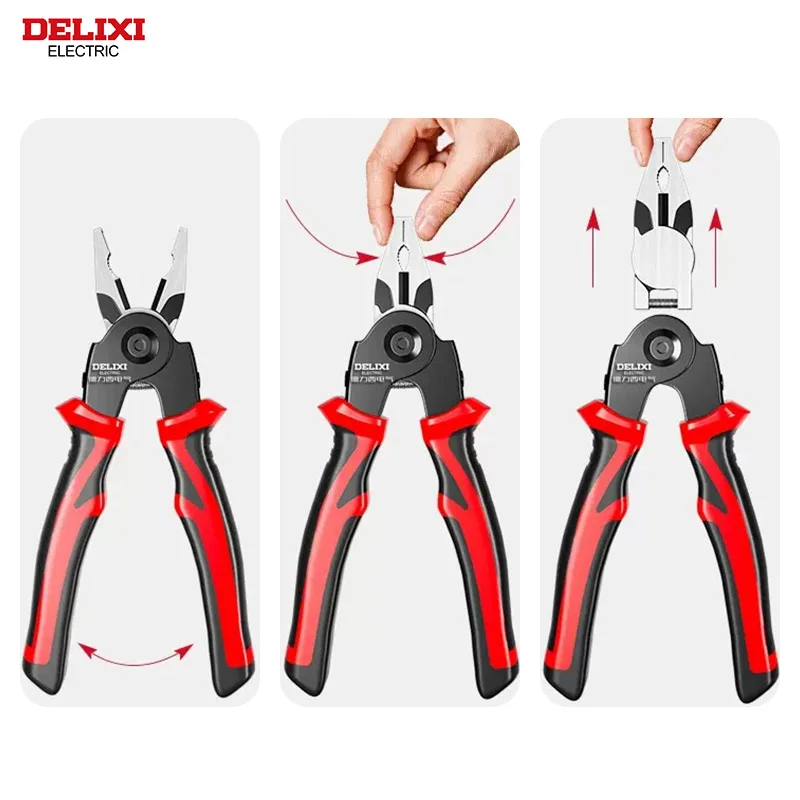 DELIXI ELECTRIC 5 In 1 Electrician Plier Needle Nose Plier Multifunctional Hardware Household Manual Tool Set for Wire Stripping