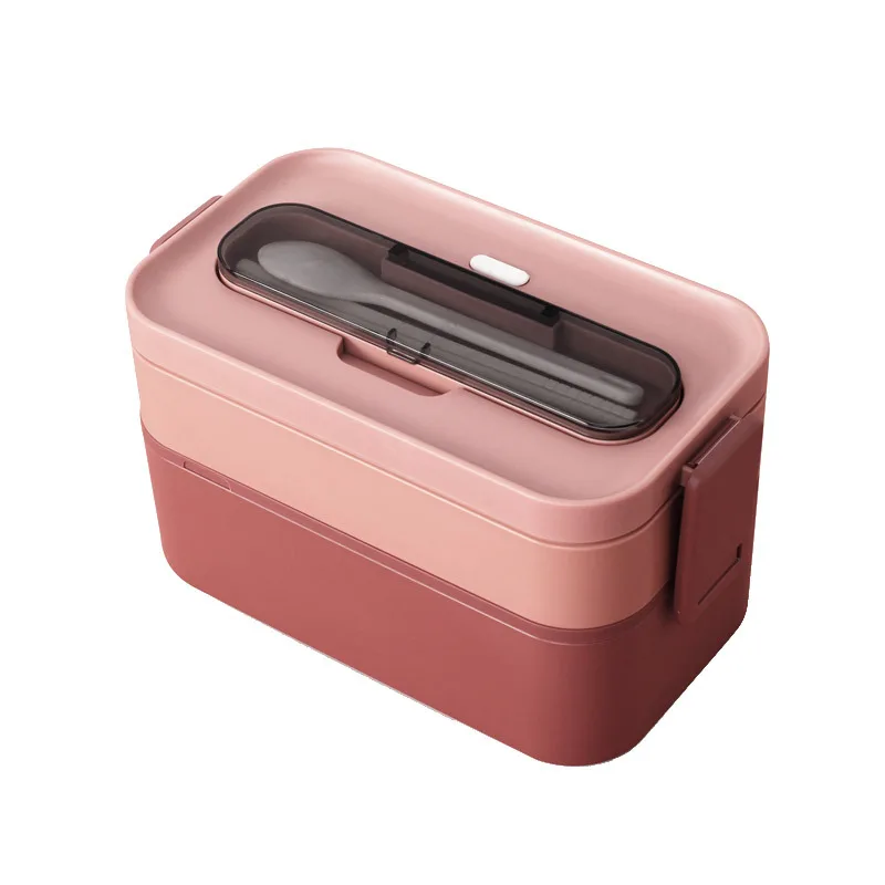 Reusable Mobile Compartment Microwave Safe Plastic Bento Box with Spoon Storage Food Container Boite Adult Kids Lunch Box