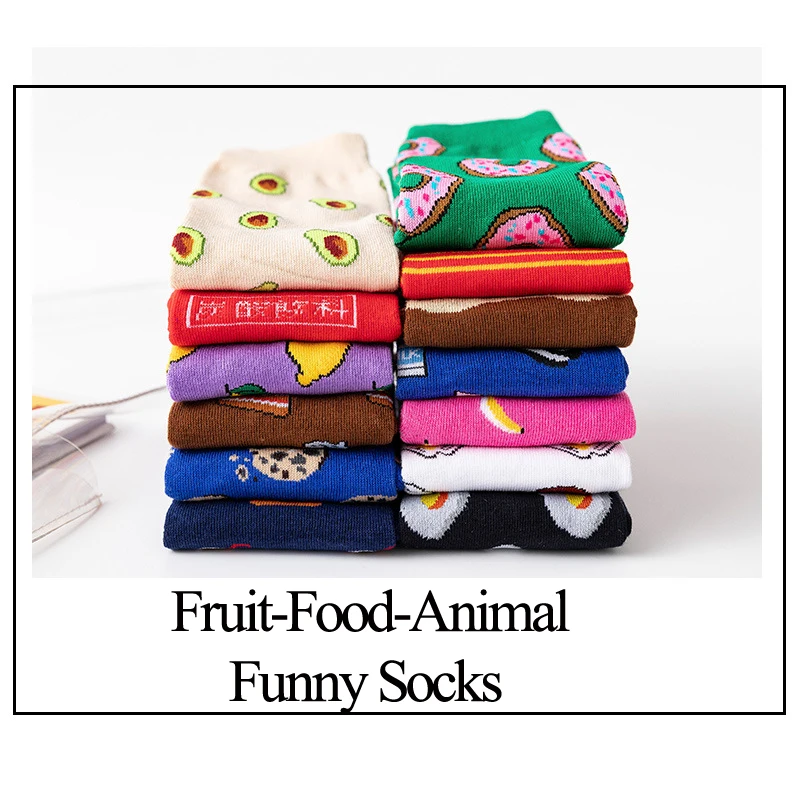 Wholesale Funny Cute Fruit food Animal Sock For Women Bulk Custom Premium Cotton Socks Women