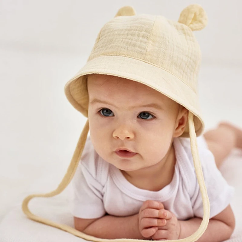 Rabbit Ears Sun Fisherman Kids summer baby flat bill straw beach hat bucket hats for babies