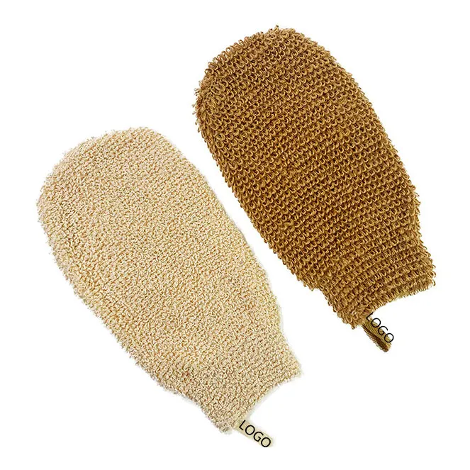 Wholesale Natural Hemp Vegetable Fiber Bath Exfoliating Glove Scrubber Natural Jute Mitt Wash Glove