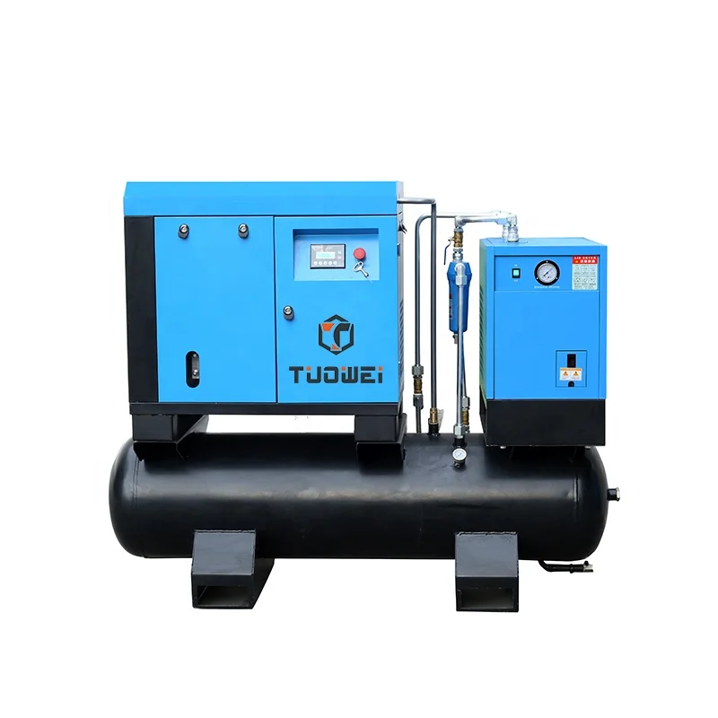 7.5 kW 10 Hp 10bar Low Noise Industrial Screw Air Compressor With Air Dryer And 300l Air Tank
