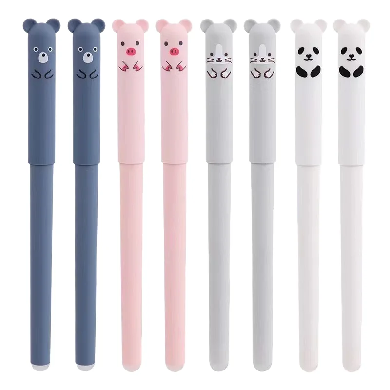 Cross-border hot selling wordless Bear pen cartoon erasable 0.5 needle crystal blue Mo easy water-based