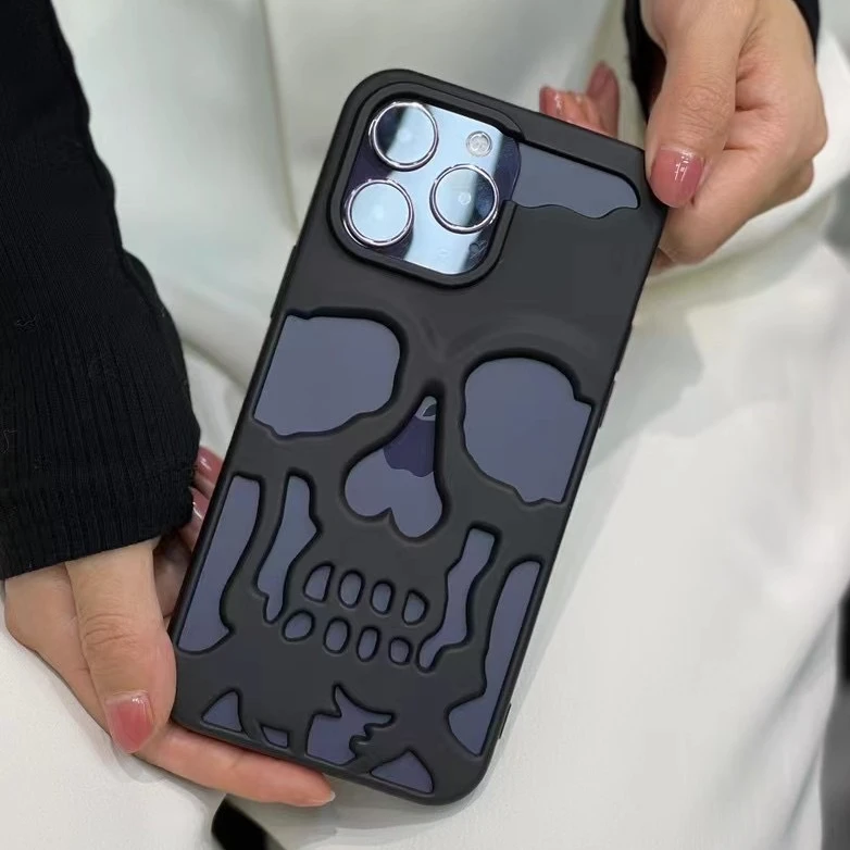 Individual Creativity Skull Hollow Out Mobile Phone Case Popular Electroplate Tpu Phone Case For Iphone Series