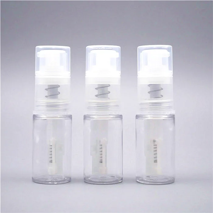 Round plastic dry powder spray bottle with glitter spray dispenser