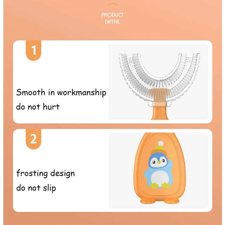 U Shape 360 Degree Toothbrush For Children Edible Liquid Silicone Baby Manual Toothbrush
