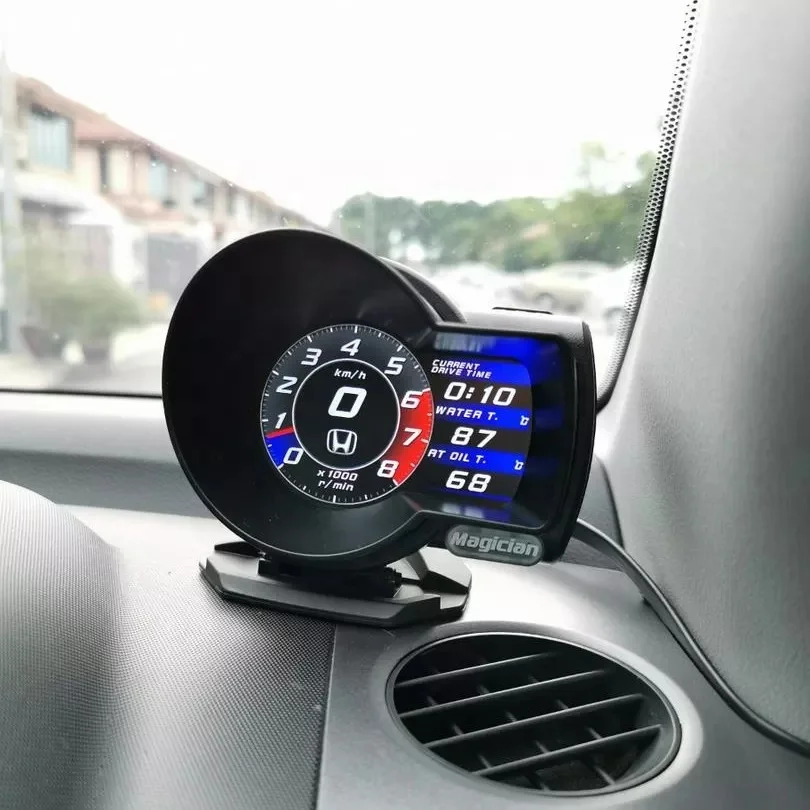 English Version Magician OBD Car Gauge OBD2 F835 Head Up Display Digital Boost Voltage Speed Meter Water Temp Oil pressure Alarm
