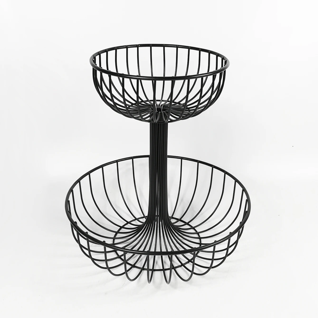 Double tier metal wire storage basket fruit basket