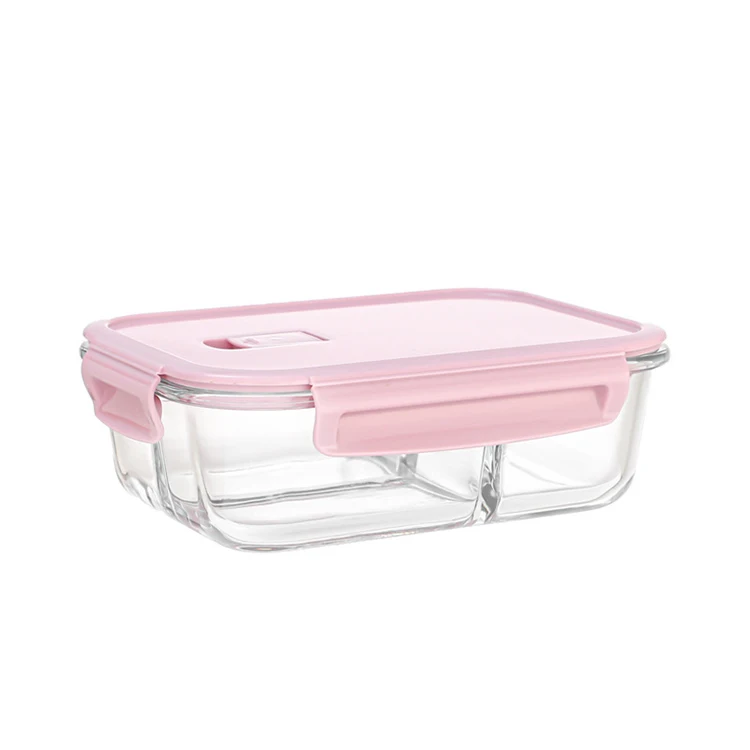 Hot Sales Meal Prep Bento Lunch Box Microwave Oven Safe Rectangular High Borosilicate Glass Food Container for Food Storage