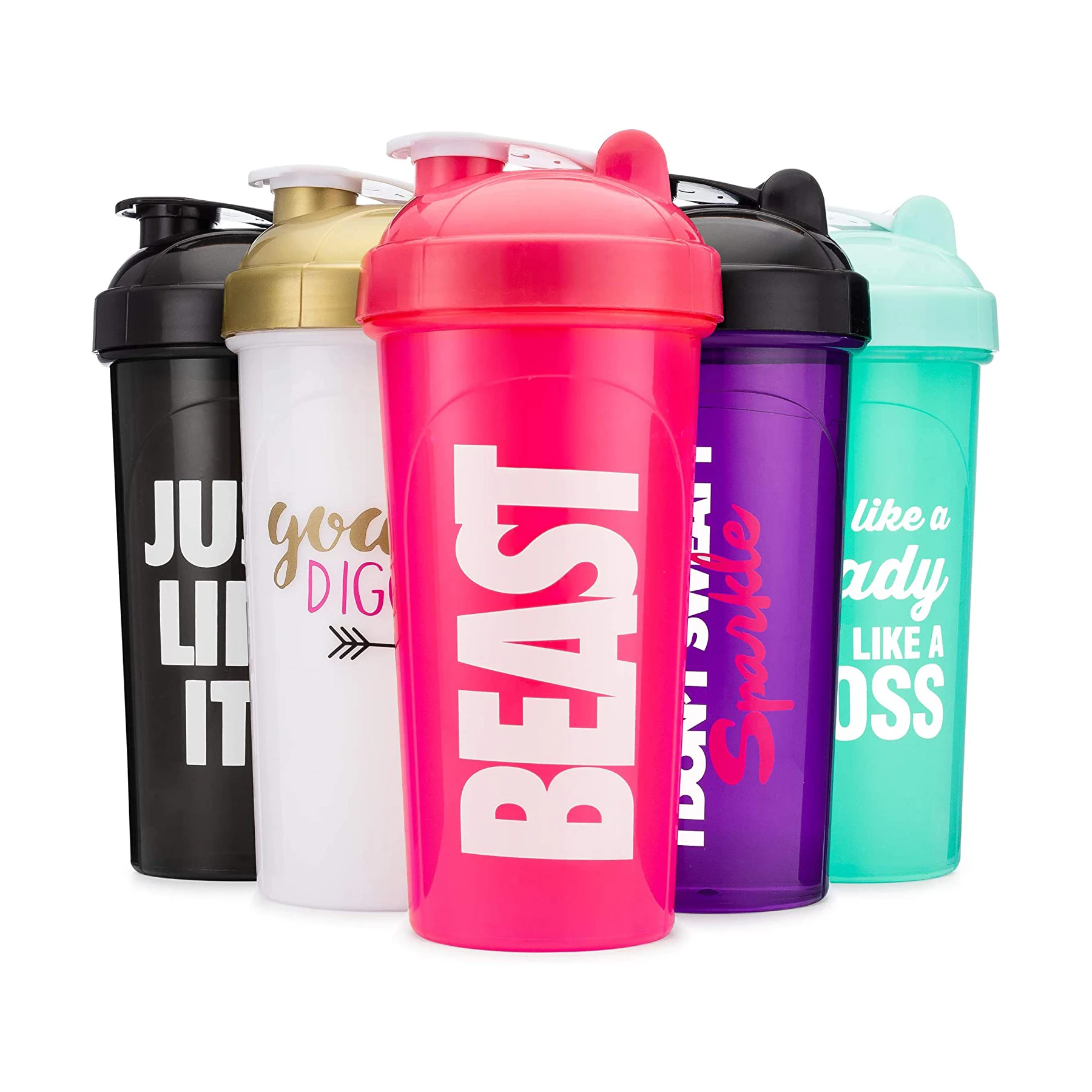 Fitness BPA Free Plastic Spice Powder Custom Logo Gym Protein Shaker Bottle