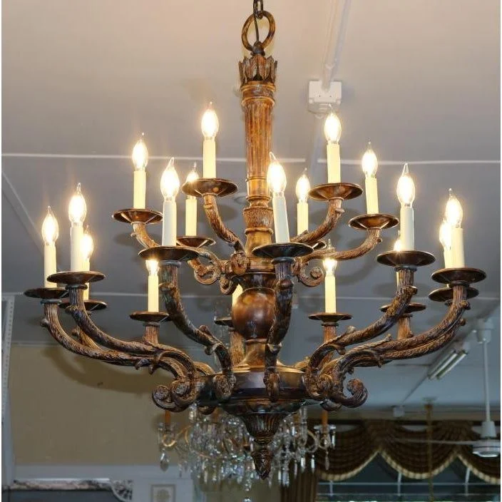 American Style Bronze 18 Light Chandelier Vintage Retro Pendant Light