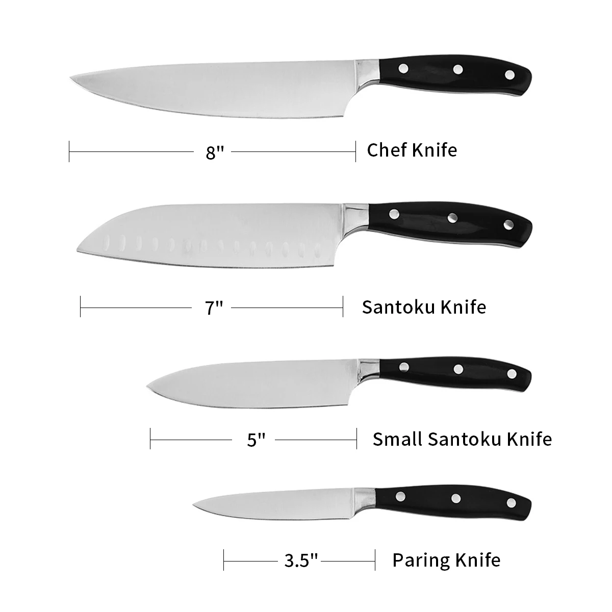 New Style Stainless Steel Japanese Kitchen Knives Knife Set 4Pcs Chef Knife Set With ABS Handle