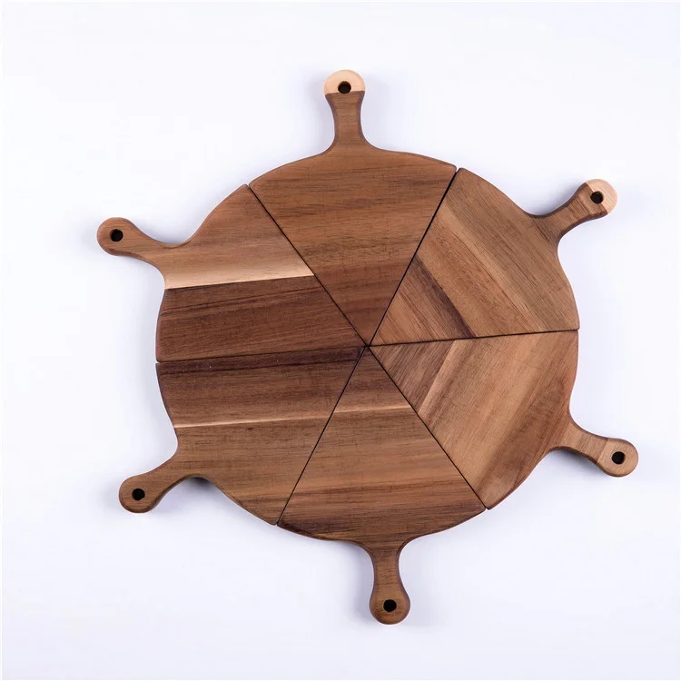 European-style irregular shaped plate creative pizza tray black cutlery tray wooden steak plate