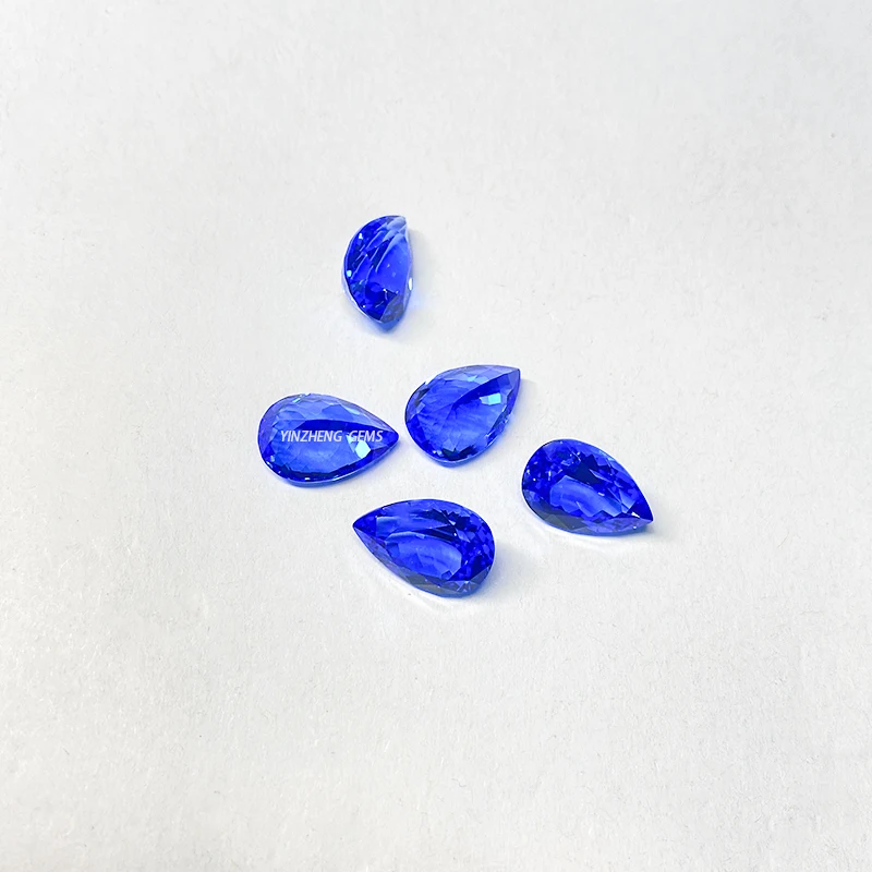 Custom Spinel Lab Grown Gemstone Ring Pendant Jewelry 5*7mm Pear Cut Blue Cobalt Spinel