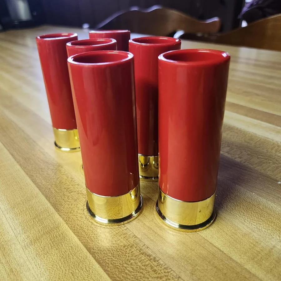 Personalized 1.5oz Mini Bullet Whiskey Glass Pumpgun Cartridges Shot Glasses Plastic 12 Gauge Shot Glasses Set of 4