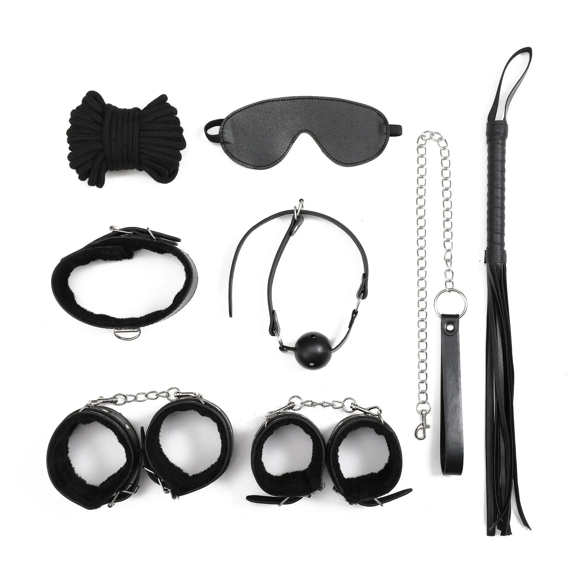 
8 pcs bdsm Sex Kits Sex Products Erotic Toys for Adults Bondage Set Handcuffs Nipple Clamps Whip Rope Sex Toys For Couples 