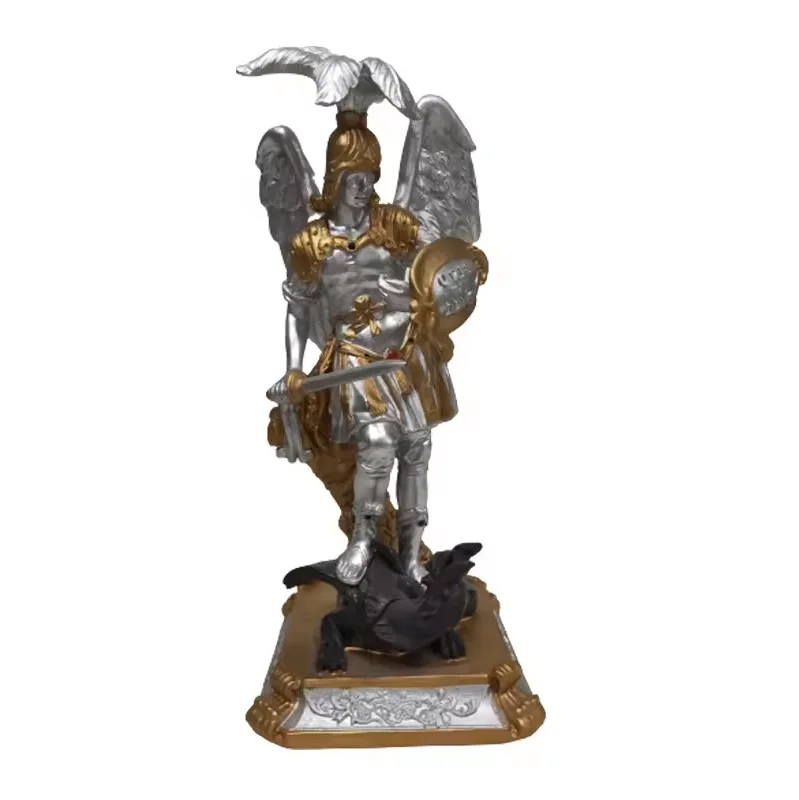 Custom Catholic religious statue resin Christian Michael Archangel statue Saint Miguel sculpture church decoration