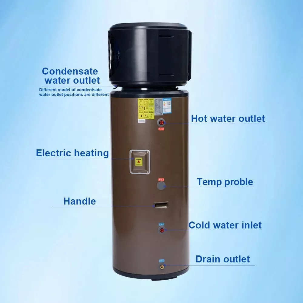 7kw dc inverter air water heat pump with solar 200L water tank shower hot water