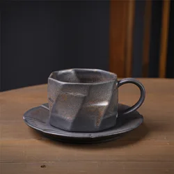 220ml Vintage Coffee Cup Saucer Set Handmade Cappuccino Mug Stoneware Artistic Tea Cup With Tray