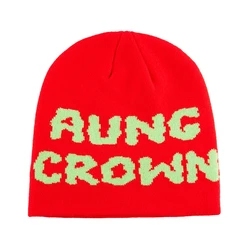 Warm customized beanies hats caps all over logo winter skull wholesale printed knitted jacquard beanie