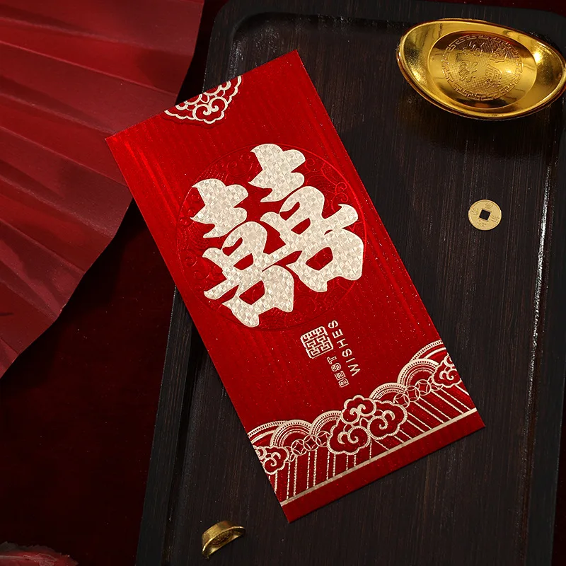 Red Envelopes Chinese New Year 2025 Customized Velvet Laminated CNY Lucky Money Envelope Hot Stamp Red Packet