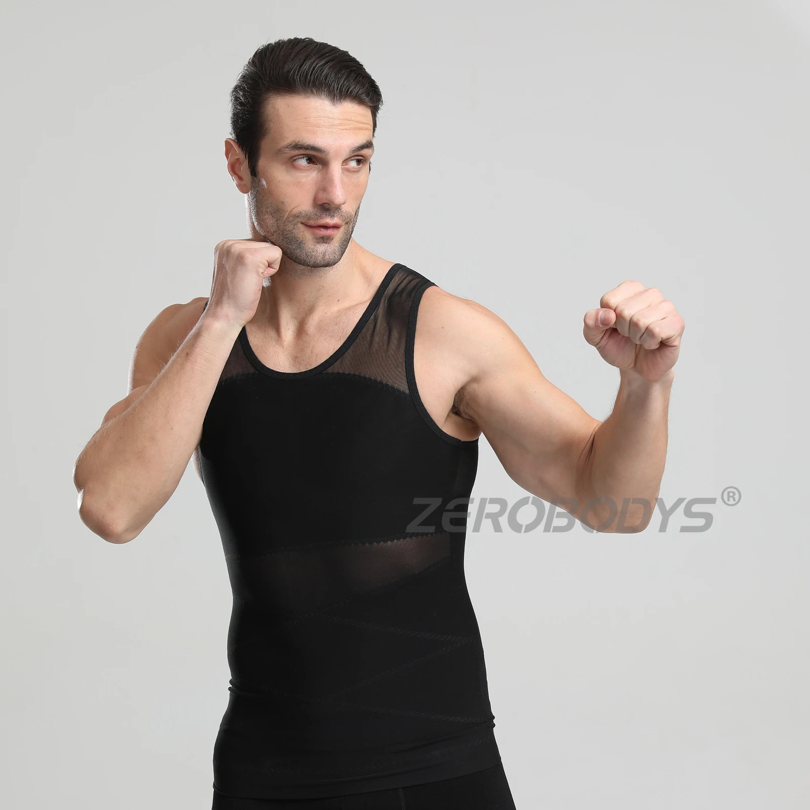 W093 Fajas for Man Slimming Fit Tank Top Chest Compression Body Building Abdominal Tightening Vest