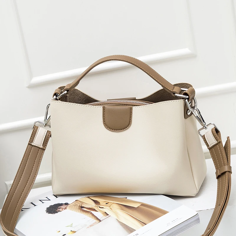 2020 handbag leather handles Retro elegant Beige cheap ladies large capacity bags women handbags ladies