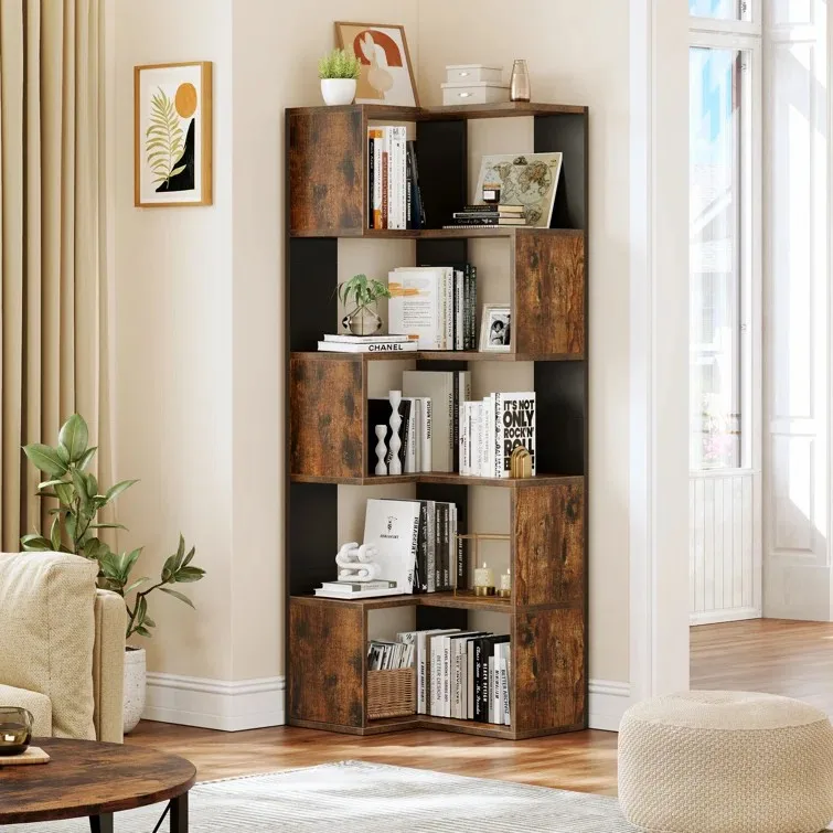 2024 Antique Rustic Bookstore Modern Display Storage Furniture Kid Book Cabinet Bookshelf Room Rack 9 Cubes Wood Bookcases
