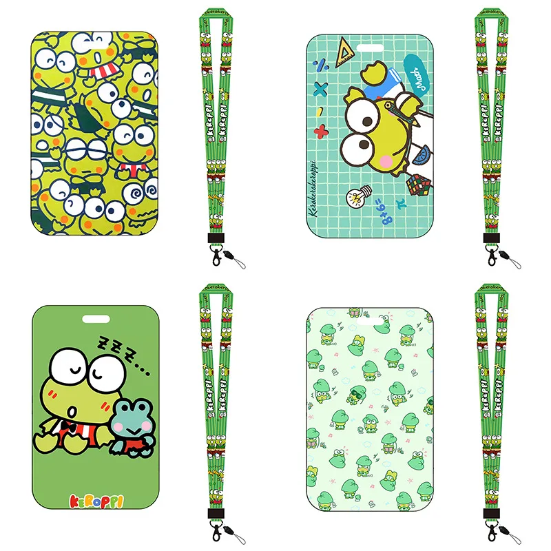 Lovely Cartoon Keroppi BADTZ-MARU Moomin Card holder Case Lanyards Student Bus ID Badge Plastic Cards Cover Neck Phone Strap
