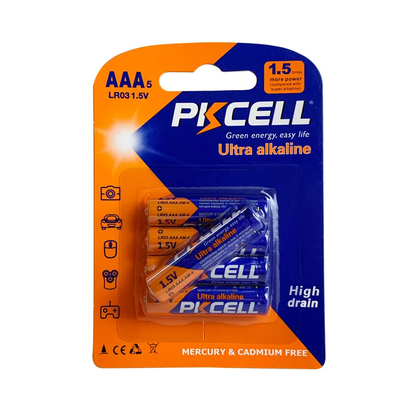 PKCELL батарейки типа AAA lr03 1 5 V Zn-MnO2 сухая батарея туда и обратно долговечные щелочные батареи