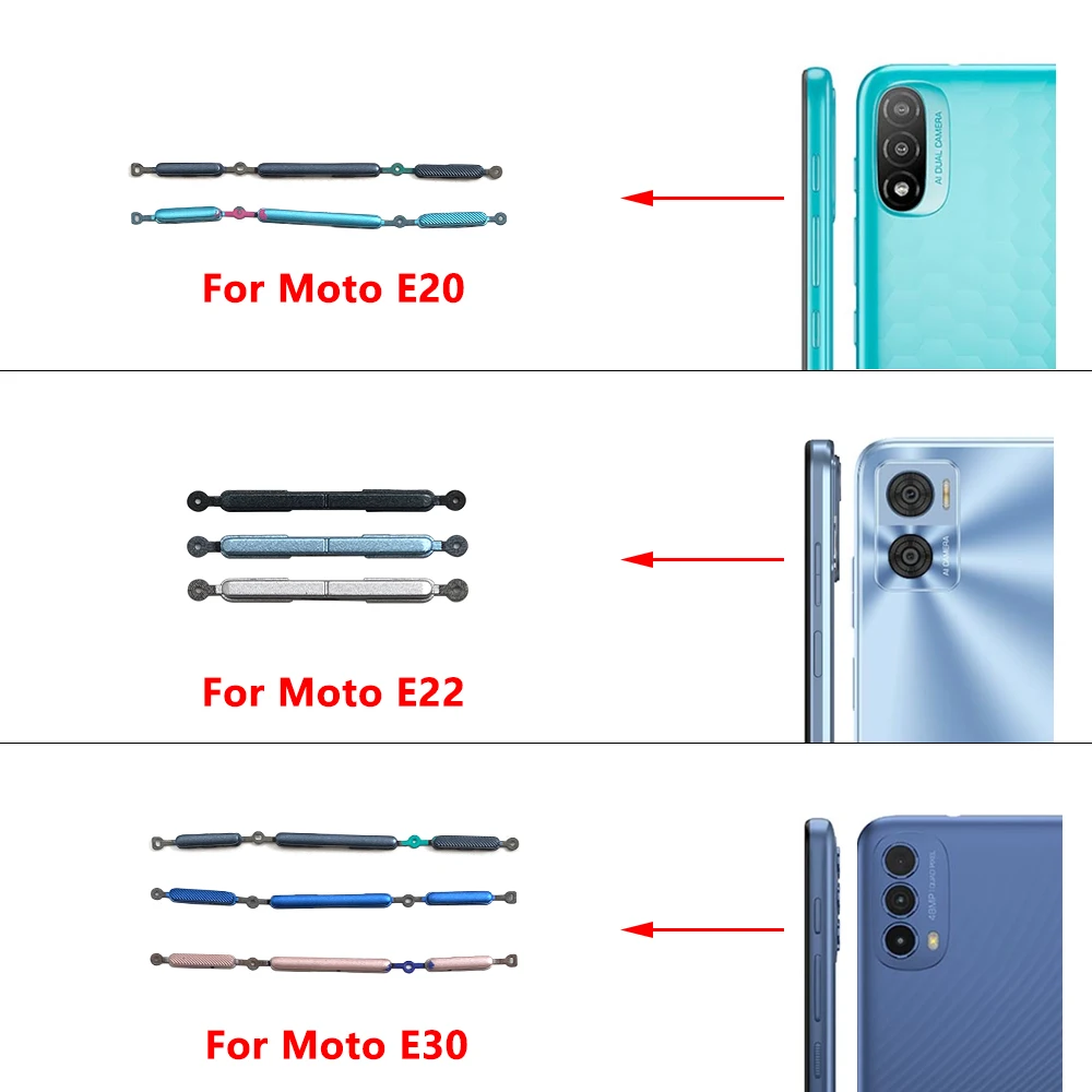 Wholesale Factory Price Power Volume Button Side Key For Moto E20 E22 E30 E40 ON / OFF Button Key Set Mobile Spare Parts