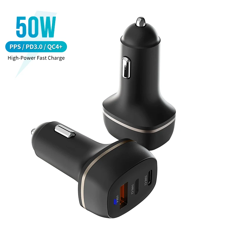 3 In 1 Dual Type C Port USB A 50W Charger Car Cell Phone Laptop Table