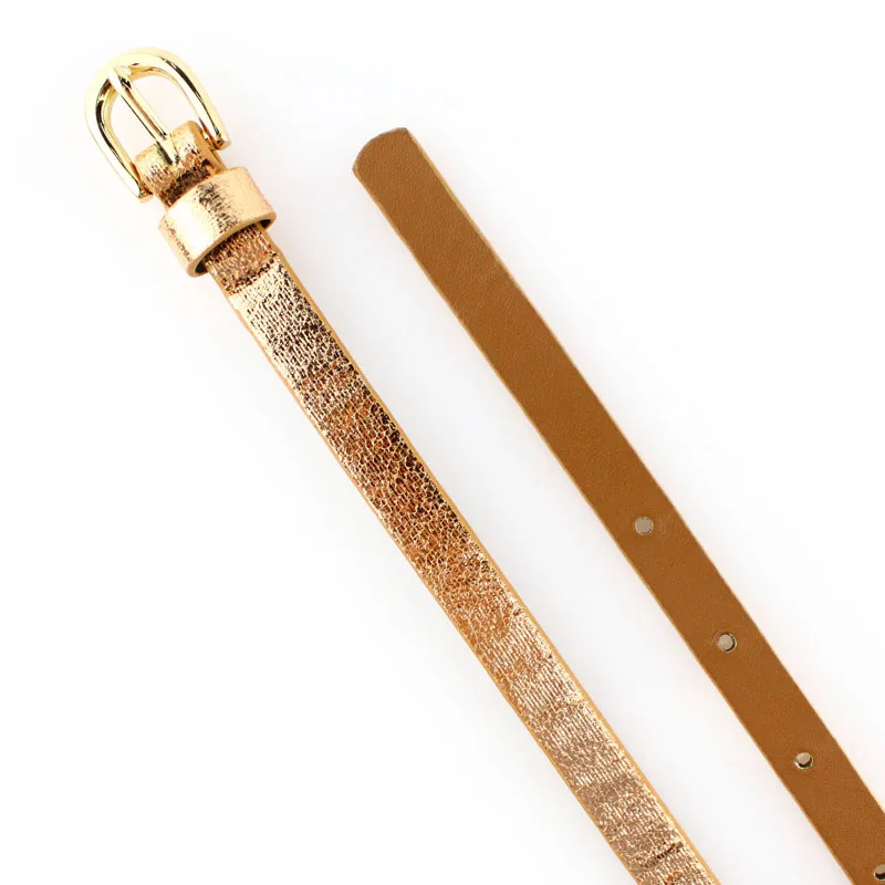 2023 Women Fashion Belts Versatile Decorative Dress Belts Ladies Waistband Golden Shiny Ladies Leather Skinny Thin Belts Women