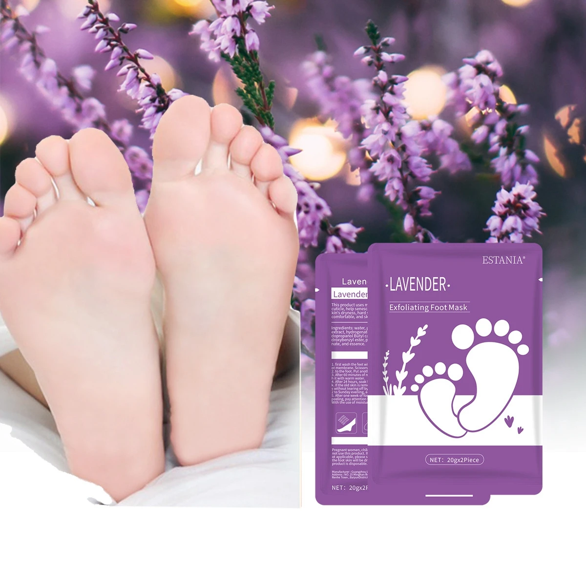 Private label customized 60g masque peeling pour pied lavender moisturizer foot mask foot mask peeling