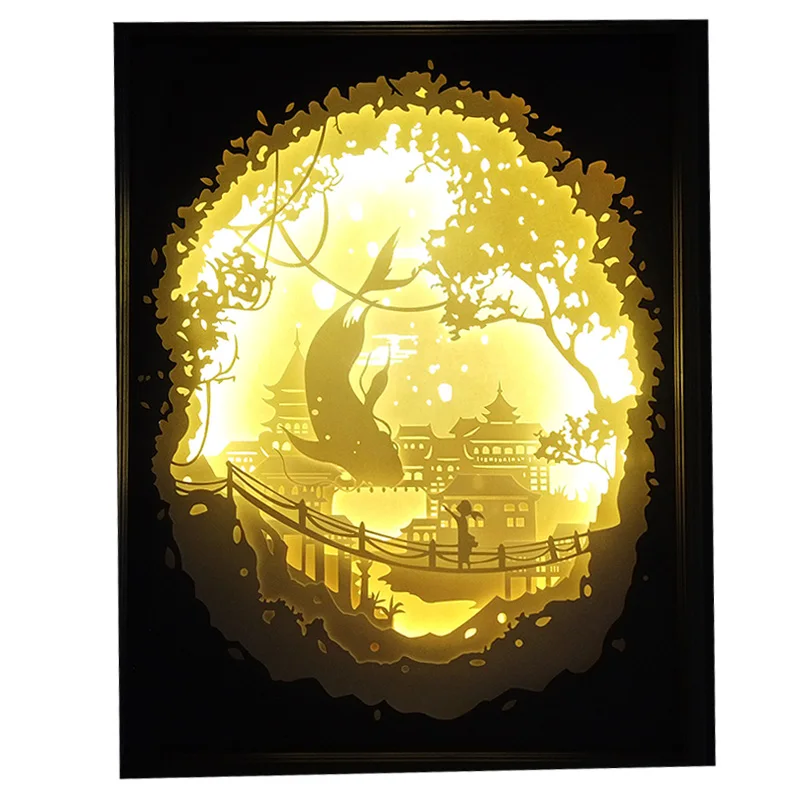 GTFRAME Gift Display Shadow Box 3d Night Light Picture Wooden Led Photo Frame With Led Light