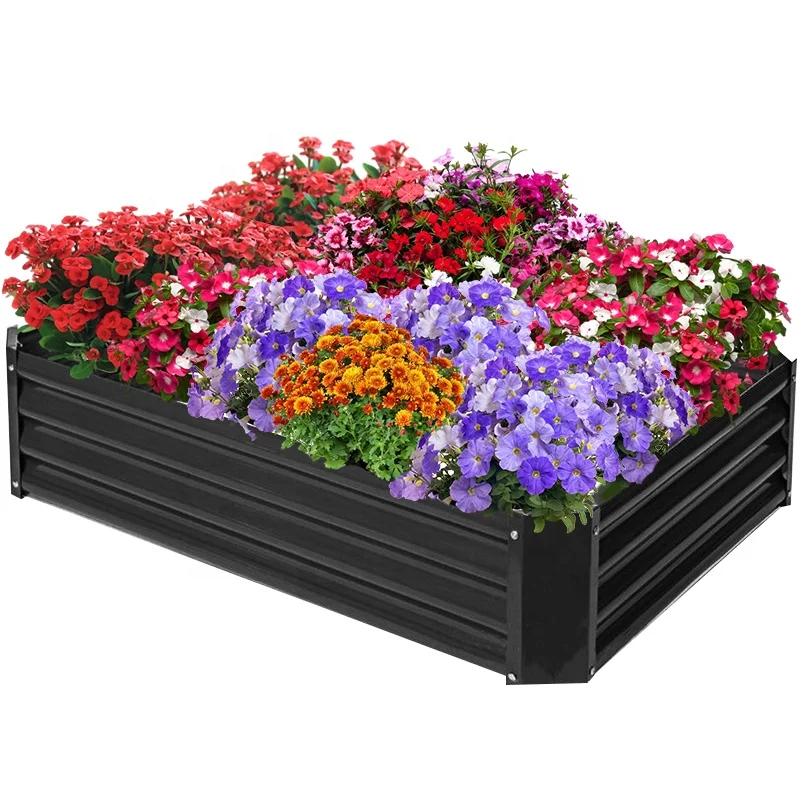 Galvanized Raised Garden Bed Roof Garden Planter Vegetables Planter Metal Raised Garden Bed