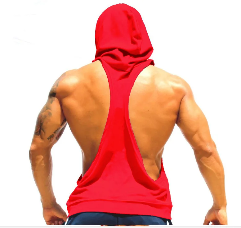 Men Workout Hooded Kangaroo Bodybuilding GYM Tank Tops