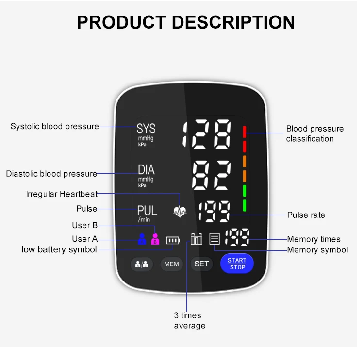 Digital fully automatic reading best brand of the intelligent type medical grade blood pressure monitor best for home use