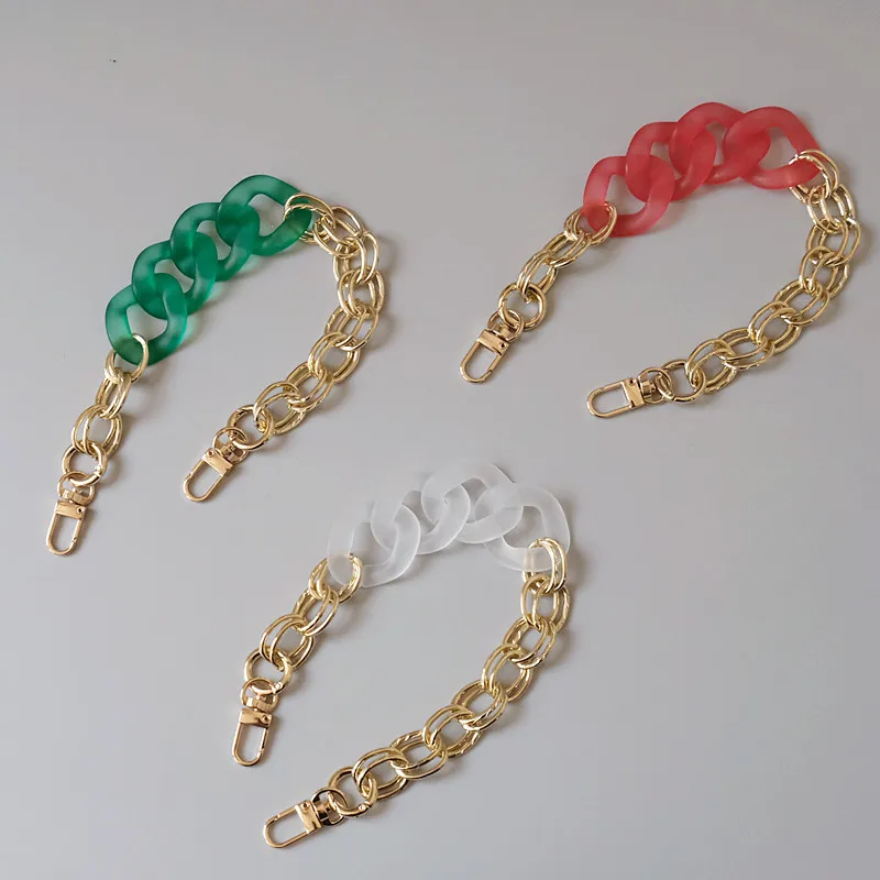 ZONESIN Wholesale Fashion Female Gold Metal Matte Acrylic Purse Chain For Handbags