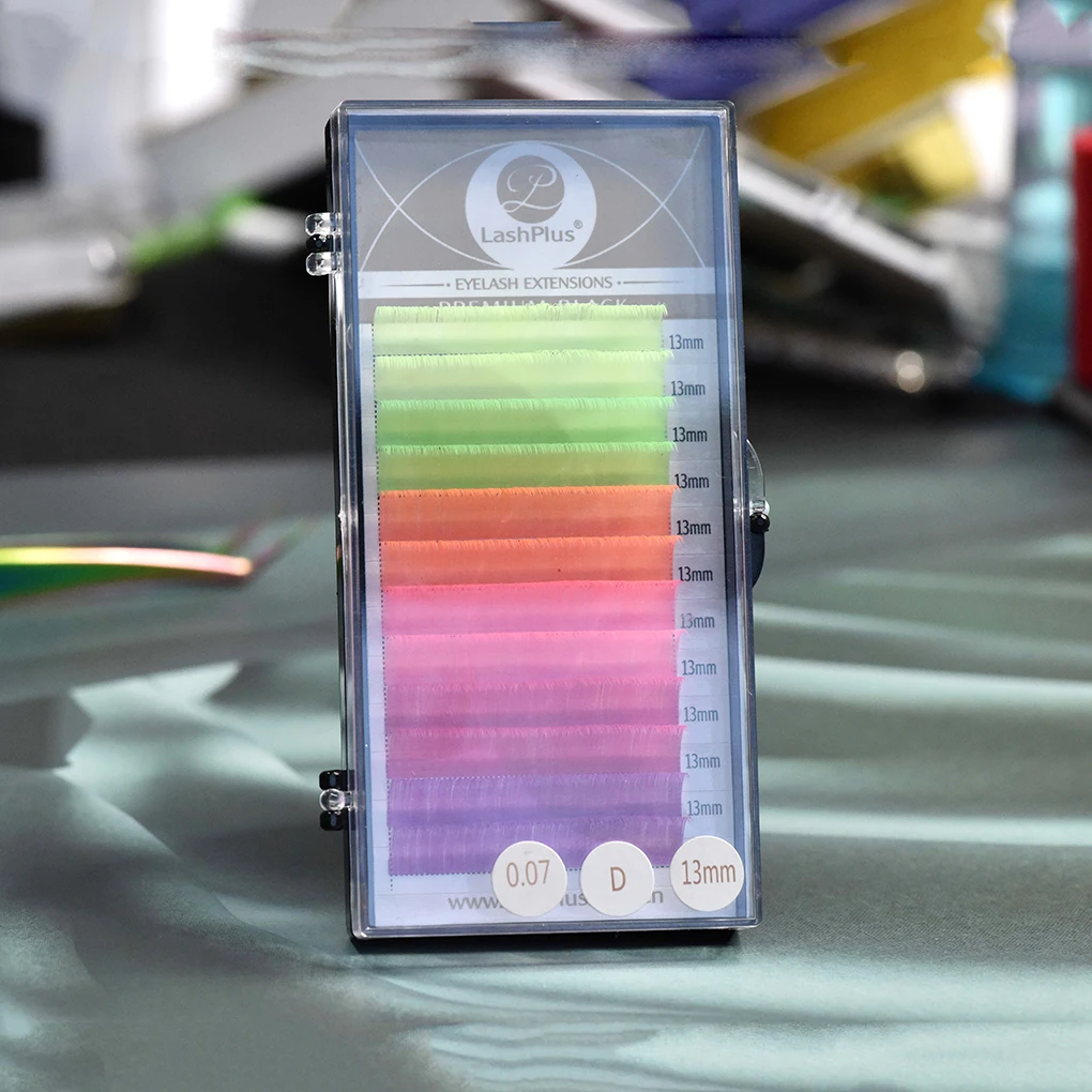 LashPlus Individual Eyelashes neon lash trays d curl mink eyelash extensions silk color lashes glow