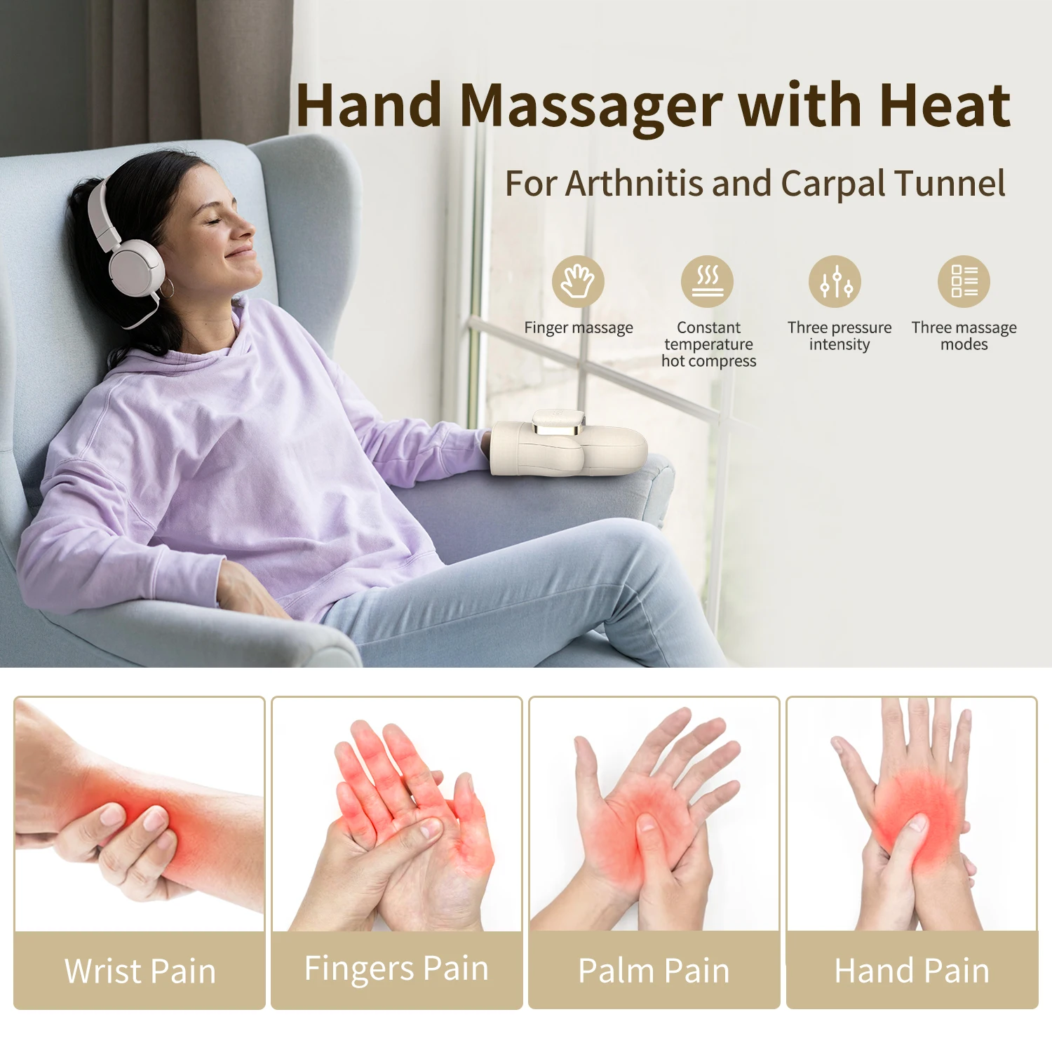 Newest Hot Selling Hand Massager With Heat Compression Hand Massage Tools Hand Held Massage Device