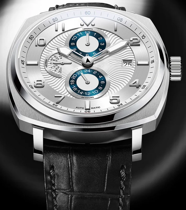 Latest stainless steel case calendar 24 hour show men automatic mechanical wristwatch