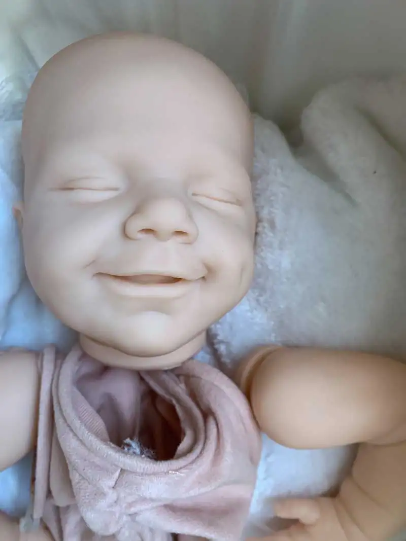 22inches DIY Popular Reborn Doll Kit Sleeping April smiley Face Very Soft Touch Fresh Color Unpainted Unfinished Doll Parts